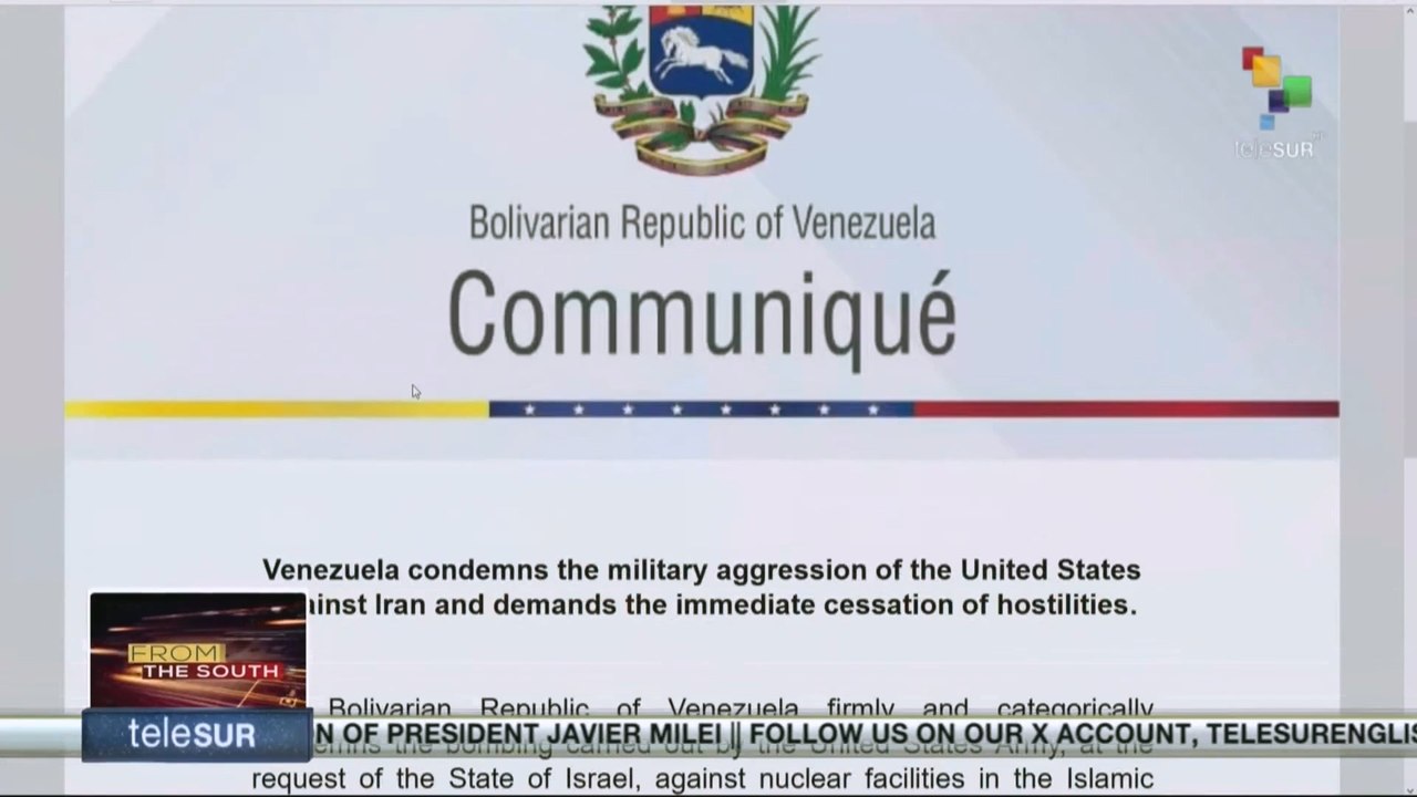 Venezuelan government demands peace and denounces bombing of Iranian nuclear facilities