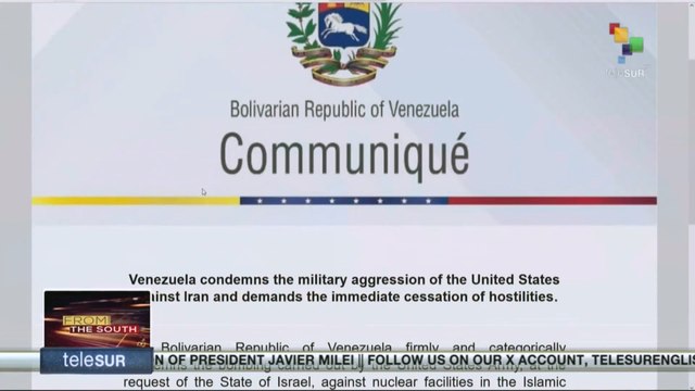 Venezuelan government demands peace and denounces bombing of Iranian nuclear facilities
