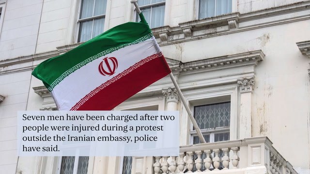 Seven charged after violent clashes outside Iranian embassy in London