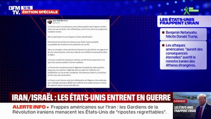 Frappes américaines en Iran: le France exprime sa "préoccupation" et assure qu'elle "n'a pas participé" à ces attaques