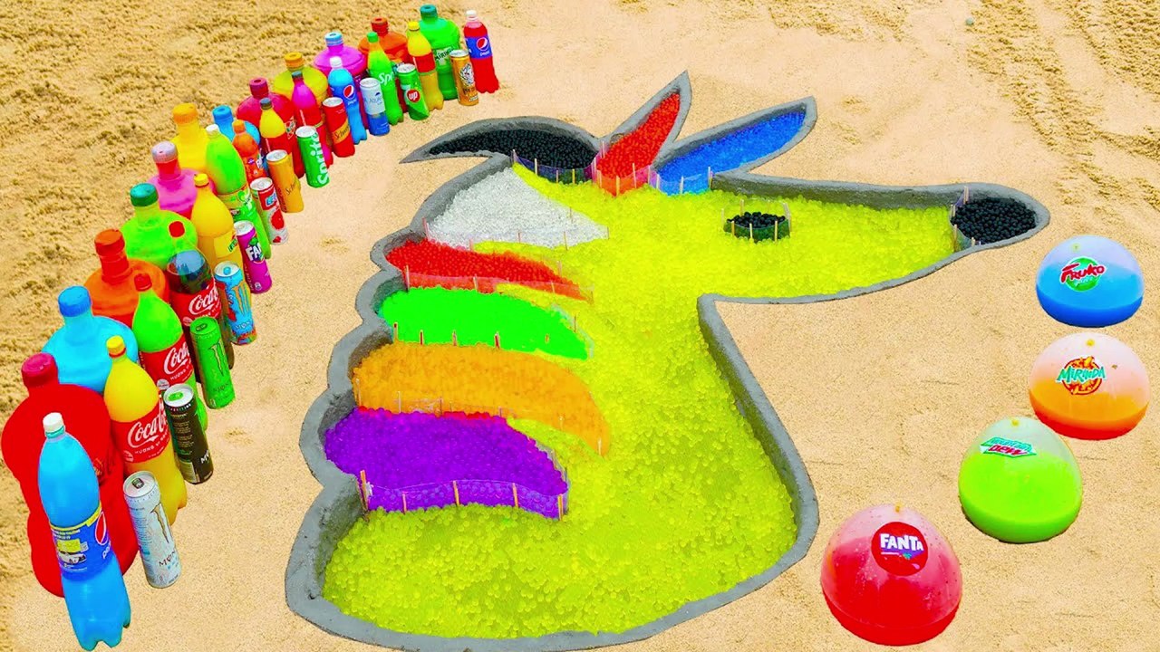 How to make Rainbow Horse with Orbeez Colorful, Fanta, Sprite, Coca Cola vs Mentos & Popular Sodas