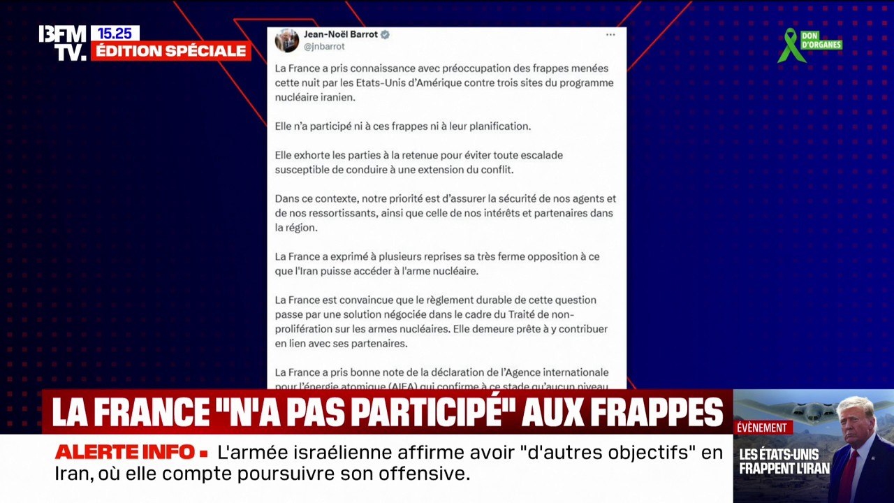 Frappes américaines en Iran: "la France n'a par...