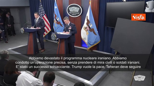 Il Segretario alla Difesa Usa Hegseth: Abbiamo devastato il programma nucleare dell'Iran