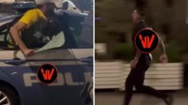 Il video dell'uomo fuggito dall'auto della polizia a Marina di Ravenna: sfonda il finestrino e il buttafuori lo insegue