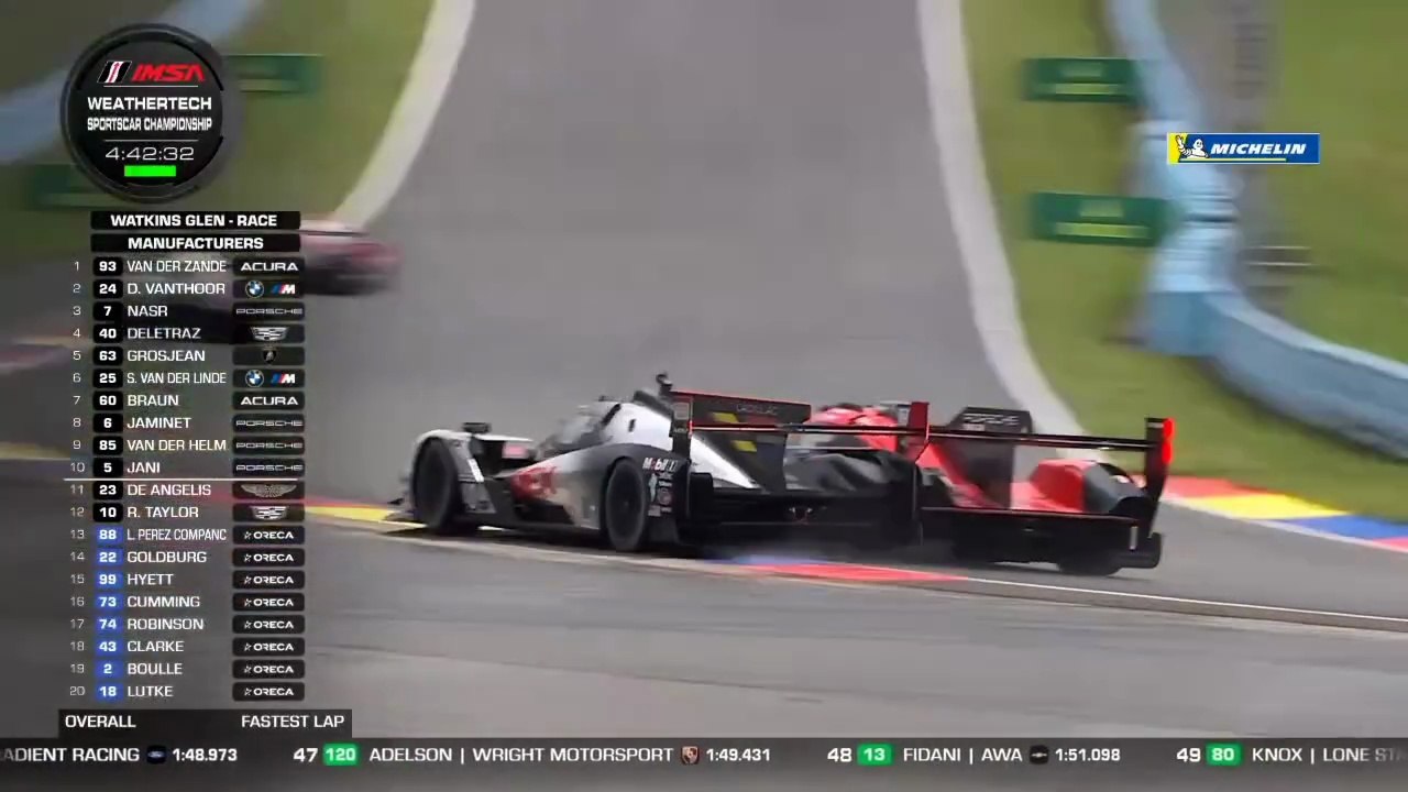 IMSA 2025 6H Watkins Glen Race Nasr Deletraz Close Battle Restart