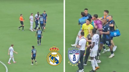 Real Madrid arrasa con Pachuca y así de calientes terminan Rüdiger y Cabral