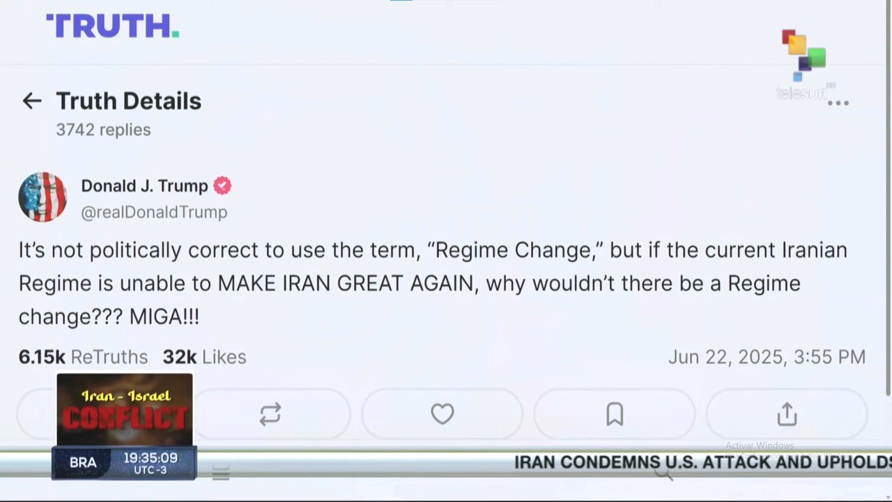 U.S. President Donald Trump threatens regime change in Iran
