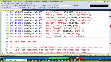 14 SQL Practice Session 15 Jun 2025 Part - 1