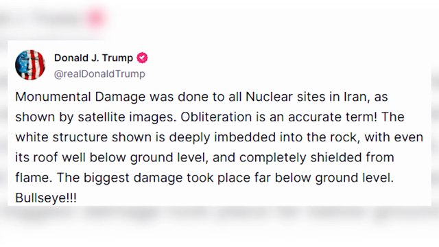 Trump celebra el daño de los ataques estadounidenses contra objetivos nucleares en Irán