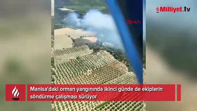 Manisa'daki orman yangını 2'nci gününde: Rüzgarın etkisiyle geniş bir alana yayıldı