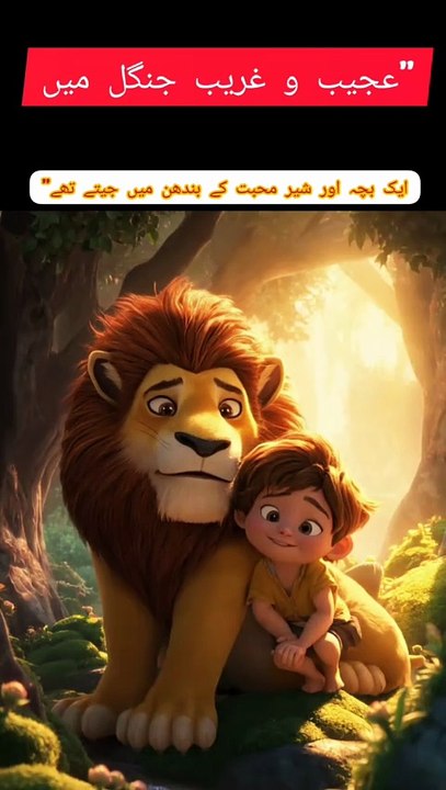 "عجیب و غریب جنگل میں#viralvideo LionAndChild #ViralReels  #InnocenceAndStrength   #youtubeshorts