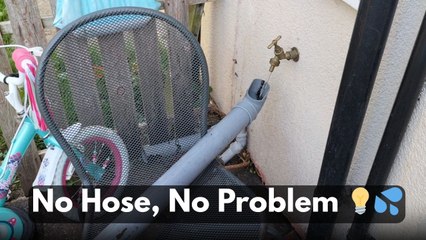 Man creates a clever waterway from drain pipes to fill up pool