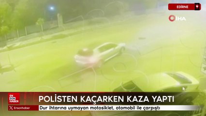 Edirne'de dur ihtarına uymayan motosiklet otomobil ile çarpıştı