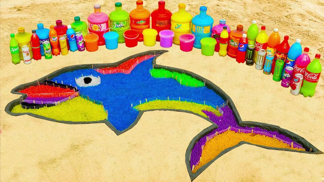 How to make Rainbow Big Dolphin with Orbeez, Fanta, 7up, Mirinda, Coca Cola, Mentos & Popular Sodas