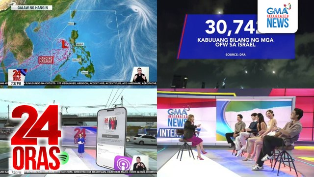 24 Oras: (Part 3) PAGASA: May bagong nabuong LPA sa loob ng PAR; OWWA: Mahigit 200 Pinoy pa lang sa Israel ang nagpahayag ng kagustuhang umuwi sa bansa; Josh Ford, pumasok sa Bahay ni Kuya para sa yumaong ama at mga kaibigang yumao sa aksidente, atbp.