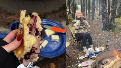 Savory Smores with Ham, Cheese, and Jam by the Fire