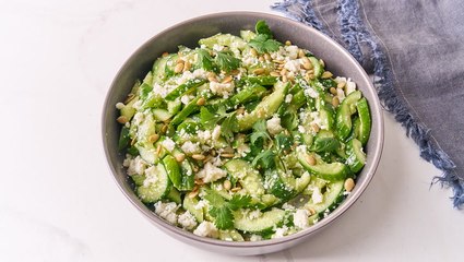 How to Make Crushed Cucumber Salad With Tomatillo Dressing