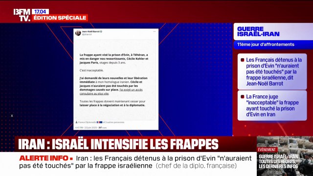 Frappes israéliennes sur la prison de Cécile Kohler: C'est inacceptable , réagit Jean-Noël Barrot, ministre des Affaires étrangères