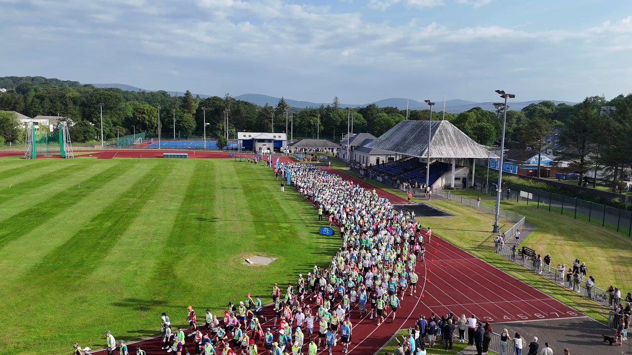 The start of the 2025 Parish Walk at the NSC in Douglas