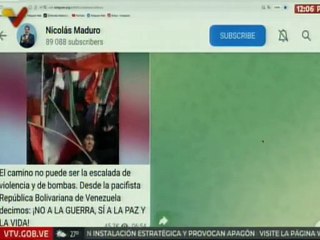 Pdte. Nicolás Maduro: El camino no puede ser la escala de violencia y de bombas, no a la guerra