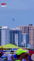 Un insólito momento captado por visitantes de una playa en Miami muestra al B-2 Spirit, el bomb@rdero más sofisticado de Estados Unidos, sobrevolando a baja altitud el área turística, generando sorpresa entre los presentes.