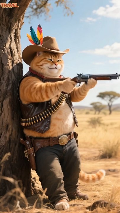What bad things has this western cowboy orange cat done again