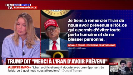 Bases américaines visées: "Je tiens à remercier l'Iran de nous avoir prévenus si tôt", réagit Donald Trump