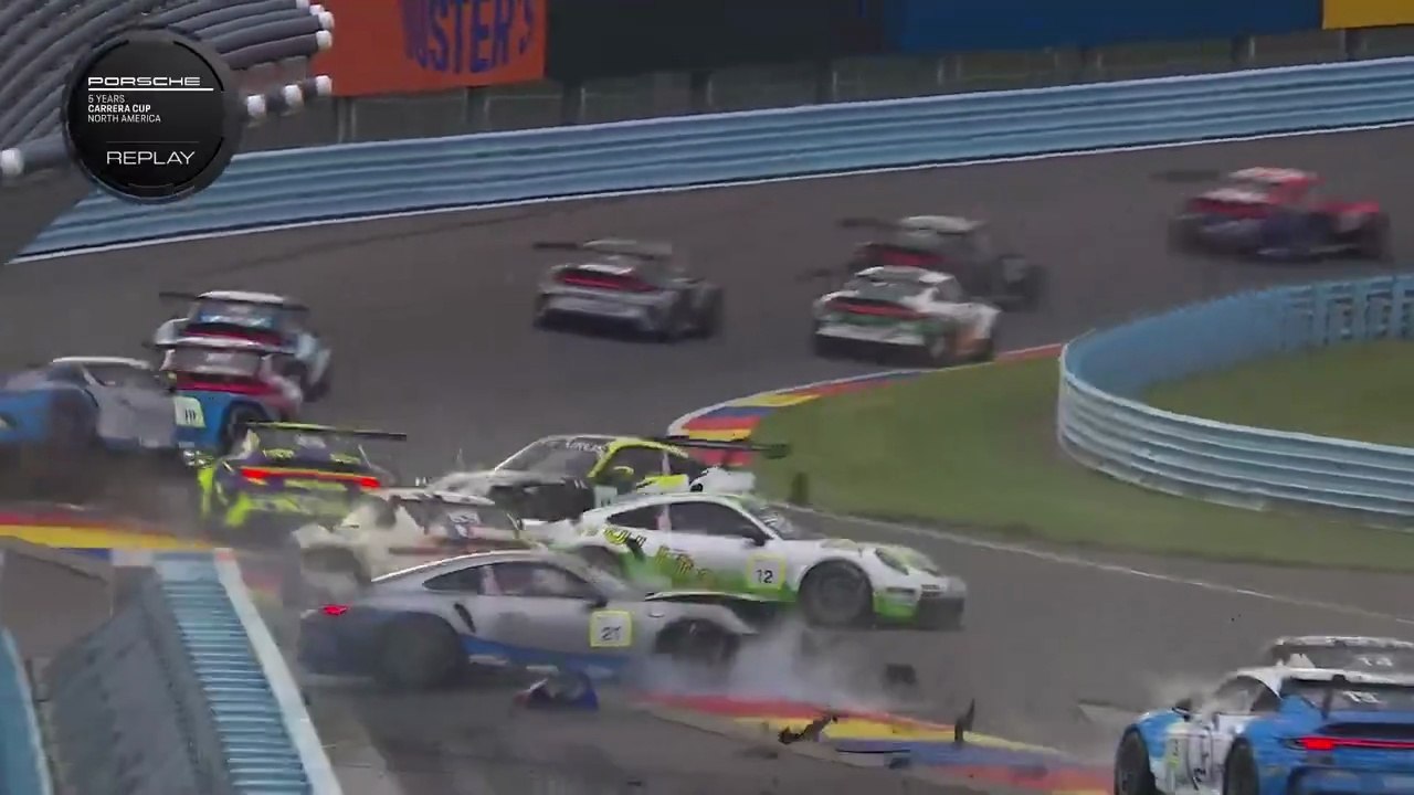 Porsche Carrera Cup North America 2025 Watkins Glen Race 2 Start Big Crash