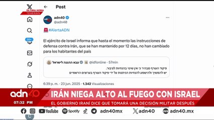 🚨¡Última Hora! Irán niega alto al fuego con Israel tras anuncio de Donald Trump