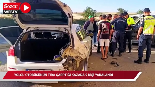 Yolcu otobüsünün tıra çarptığı kazada 9 kişi yaralandı