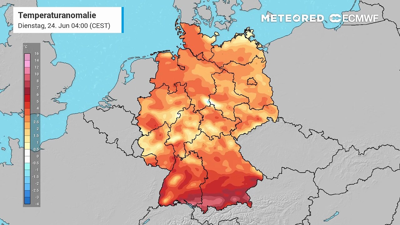 Viel Hitze in der Mitte und im Süden von Deutschland!