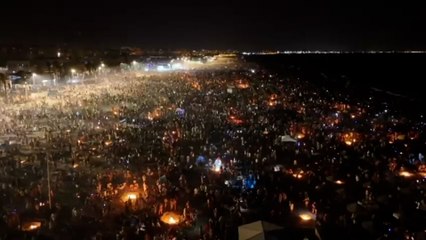 Impresionante imagen de las hogueras de San Juan de Valencia a vista de dron