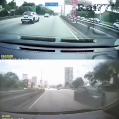 Легковушка «подрезала» автомобиль и продолжила заезд на крыше