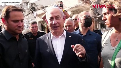 Ekspresi Netanyahu Kunjungi Apartemen Hancur oleh Rudal Iran
