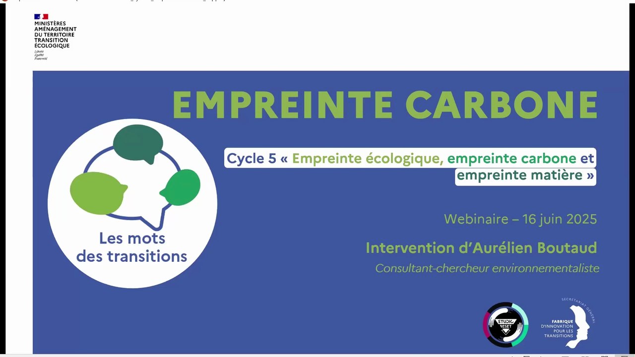 Les mots des transitions | Webinaire 2 : Empreinte carbone (Cycle 5 : "Empreinte écologique, empreinte carbone et empreinte matière")