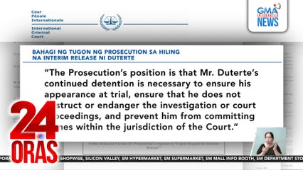 ICC Prosecutor, hiniling na ibasura ang hiling na interim release ni FPRRD | 24 Oras
