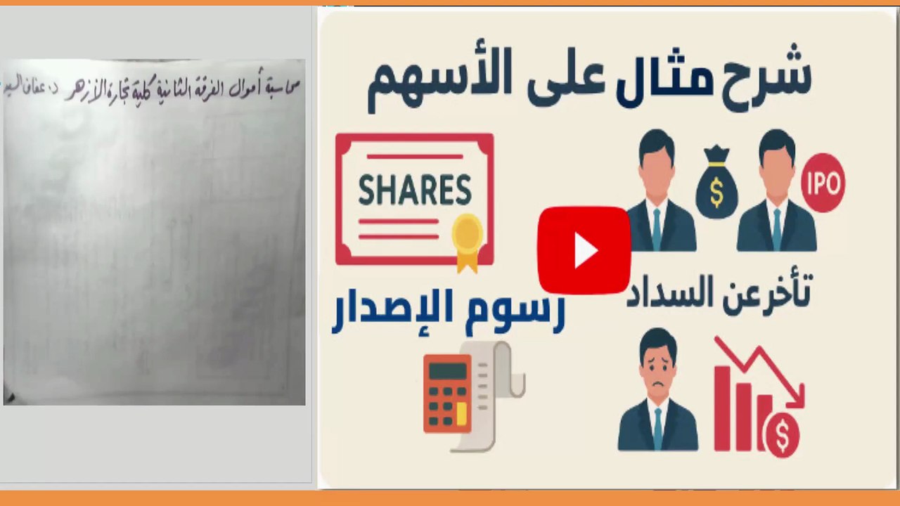 حل مثال عام صفحة 48 على الأسهم محاسبة أموال ثانية تجارة الأزهر بنات 2025