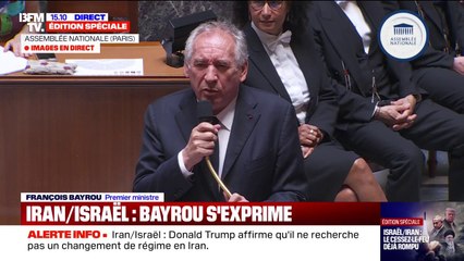 Guerre Iran/Israël: "L'Iran a violé des accords internationaux", dénonce François Bayrou à l'Assemblée nationale