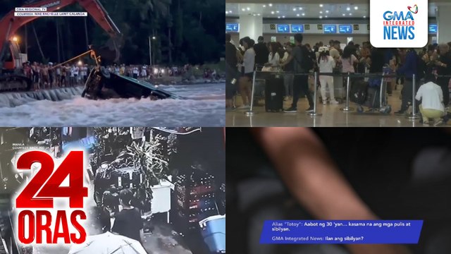 24 Oras: (Part 1) 4 patay, 12 sugatan nang tangayin ng ragasa ng ilog ang sinasakyang rescue vehicle; ilang flight pa-Middle East, kanselado hanggang June 30, apektado ang mga OFW; nag-amok at nanugod ng ilang kaanak, pinagbuntungan ng galit ang..., atbp.