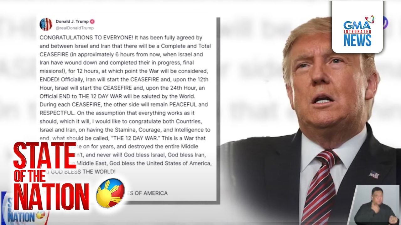 4 patay sa Iranian Strike sa Israel matapos ang inanunsyong ceasefire ni Trump; pagbali ng Israel at Iran sa ceasefire, ikinapikon ni Trump | SONA