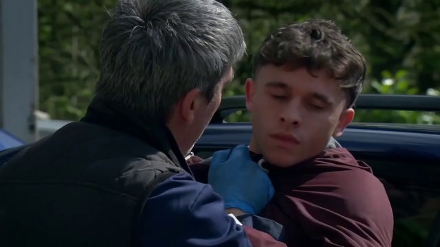 Emmerdale Cain Grabs Jacob Gallagher 23rd June 2025