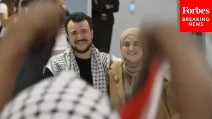 Mahmoud Khalil Greeted By Supporters At Newark Airport After Release From Detention