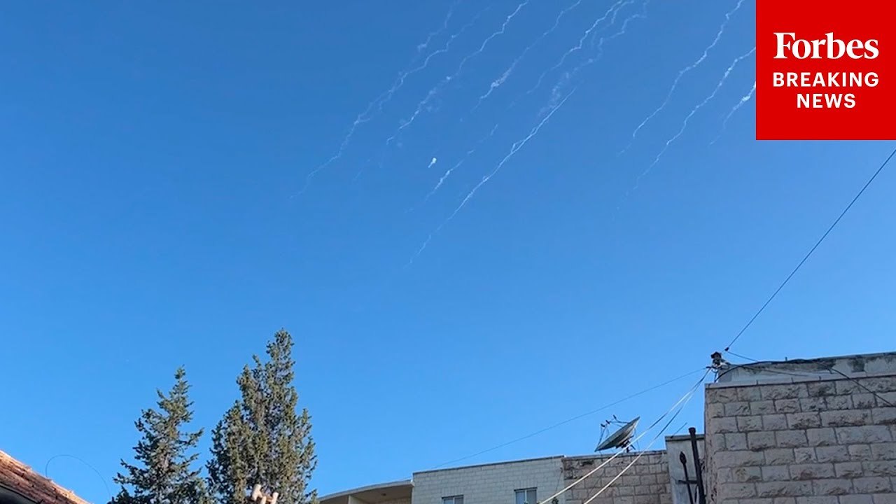 Iranian Missiles Fired At Israel Seen In The Sky Above Jerusalem