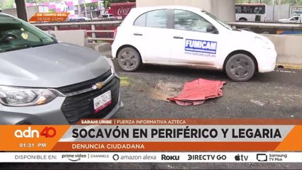 ¡Precaución! Vecinos denuncian mega socavón en Periférico y Legaria