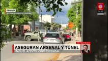 Aseguran arsenal y túnel clandestino en tres casas de Culiacán