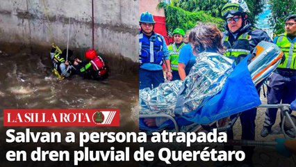 Rescatan a persona tras caer a dren pluvial en Querétaro