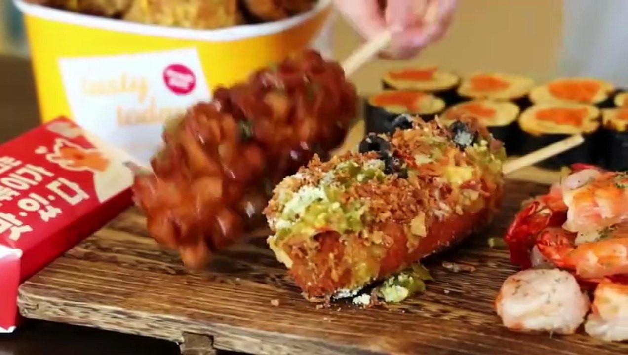 ASMR MUKBANG Cheese Tteokbokki Seasoned Chicken Hot dog Kimbap Fried Shrimp EATING