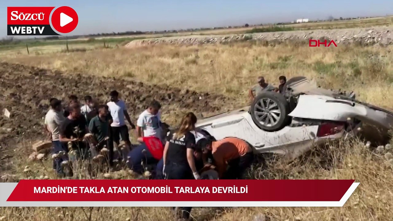 Mardin'de takla atan araç tarlaya devrildi