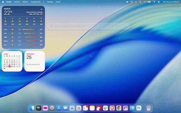 Iconos de aplicaciones en el escritorio (macOS 26 Tahoe)