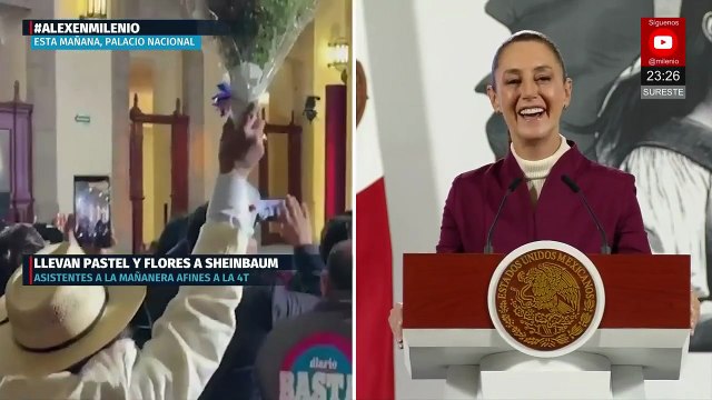 Con aplausos y flores Claudia Sheinbaum festeja 63 años en conferencia mañanera